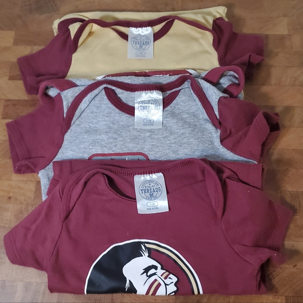 Baby Onesie Set 3 FSU Seminoles 6-9 Months